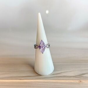 Bomb Party Ring - Purple Stones - Rhodium Plating - Size 5